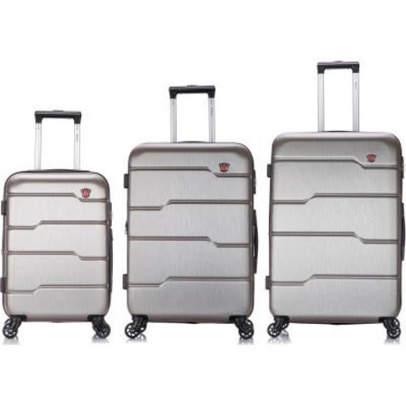 RTA PRODUCTS LLC DUKAP Rodez Lightweight Hardside Luggage 3-Piece Luggage Set 20"/24"/28" - Silver DKRODSML-COA